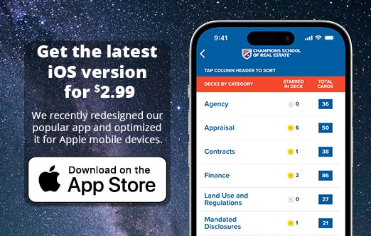 Promo - Champions School of Real Estate Flashcard iOS App